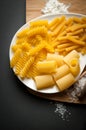 Three types of italian pasta