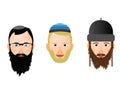 Illustration of various faces and headgear in Jewish religious men