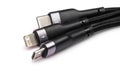 Three types of peripheral cables connectors for charging or data Royalty Free Stock Photo