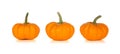 Three autumn mini pumpkins isolated on white Royalty Free Stock Photo