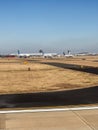 Three United Airlines Jets parked at on the runway at IAD