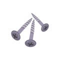 Three upright metal threaded screws flat head vector drawing Royalty Free Stock Photo