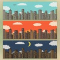 Three Urban Landscape Banners. Summer City Background. Vector Illustration Royalty Free Stock Photo