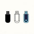 Three usb flash drive icons isolated on white background Royalty Free Stock Photo