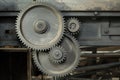 Three used gearwheels with different sizes Royalty Free Stock Photo