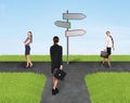 Three usinesswomen standing near sign Royalty Free Stock Photo