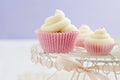 Three vanilla cupcakes Royalty Free Stock Photo