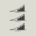 Three variations of a simple line graph showing growth