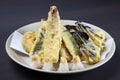 Three varieties of tempura plate