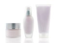 Three various blank cosmetic containers Royalty Free Stock Photo