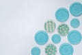 Three Various blue sewing buttons isolated on background Royalty Free Stock Photo