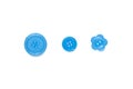 Three Various blue sewing buttons isolated on background Royalty Free Stock Photo