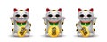 Three various Maneki Neko japan lucky cats