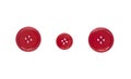 Three Various red sewing buttons isolated on background Royalty Free Stock Photo