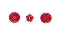 Three Various red sewing buttons isolated on background Royalty Free Stock Photo