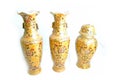 Three Vases decorated in gold Royalty Free Stock Photo