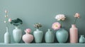 Three Vases With Flowers on Shelf Royalty Free Stock Photo