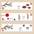Three vector banner in the Japanese style