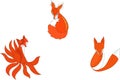 Three vector design red cute foxes Royalty Free Stock Photo