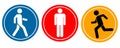 Three vector human icon: standing, walking and running road sign Royalty Free Stock Photo