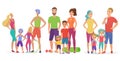 Three vector illustrations styles of happy fit families during training in gym vector illustration.