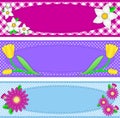 Three Vector Oval Borders With Flowers and Copy Sp