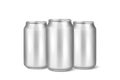 Three vector realistic 3d empty glossy metal silver aluminium beer pack or can visual 330ml. Can be used for lager