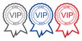 Three vector round with printing ribbons with the inscription VI Royalty Free Stock Photo