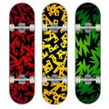 Three vector skateboard colorful designs Royalty Free Stock Photo