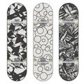 Three vector skateboard colorful designs