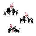 Three vector templates with couples of enamored dogs. Royalty Free Stock Photo