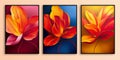 Three vertical posters with close up colorful bright flowers