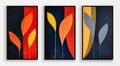 Three vertical posters, colorful autumn leaves Royalty Free Stock Photo