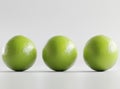 Three Pixelated Green Limes on White Background