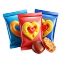 Colorful snack packets with sweet treats Royalty Free Stock Photo