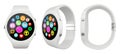 Three view White round smart watch on white background