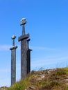 Three Viking stone swords near Stavanger in Norway Royalty Free Stock Photo