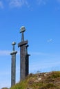 Three Viking stone swords near Stavanger in Norway Royalty Free Stock Photo