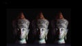 Three Vintage Buddha Heads On Black Royalty Free Stock Photo