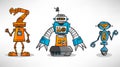 Three vintage cartoon robot Royalty Free Stock Photo