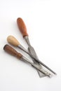 Three vintage chisels isolated