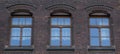 Three vintage front glass windows of an old house Royalty Free Stock Photo