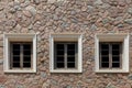 Three vintage old white wooden windows Royalty Free Stock Photo