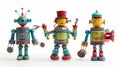 Three vintage Toy Robots Royalty Free Stock Photo