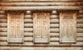 Three vintage wooden windows on the wall Royalty Free Stock Photo