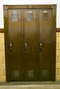 Three wall mounted storage cupboard lockers