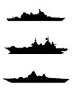 Three warship silhouette Royalty Free Stock Photo