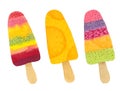 Three watercolor fruit popsicle