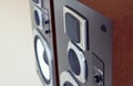 Three Way Big Audio Stereo Loud Speaker Closeup, loudspeaker pair Royalty Free Stock Photo