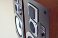Three Way Big Audio Stereo Loud Speaker Closeup, loudspeaker pair Royalty Free Stock Photo